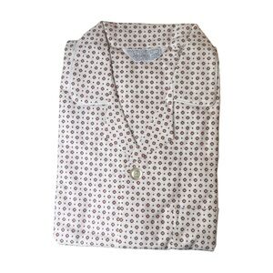 Permanent Press Soft Fleece Flannel Button Up Pajama Shirt Men Medium NWT White